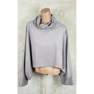 LIME AND VINE Adara Women's Oversized Small Active Top Cropped Sweatshirt Gray H